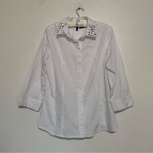 New Direction White Embellished Women's Top Large